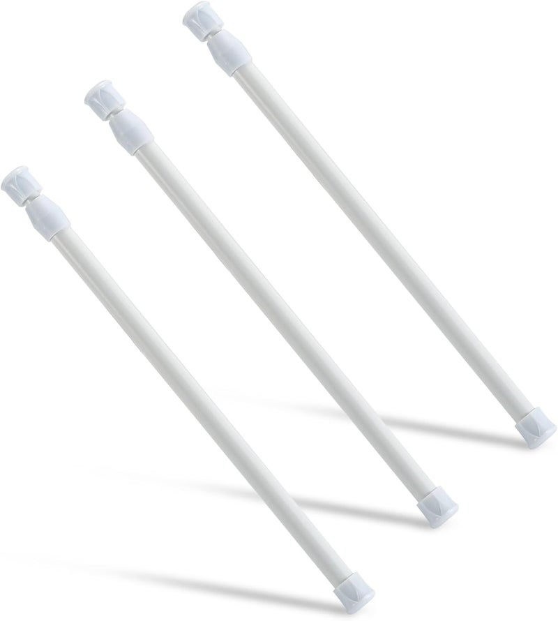 OEH 3 Pcs Tension Rod, Tension Curtain Rod, No Drilling Spring Rod Short Tension Rods, Rustproof Small Tension Rod, Mini Thin Tension Rods for Closet, Cabinets, Cupboard, Kitchen (16-28 inch) - Image 1